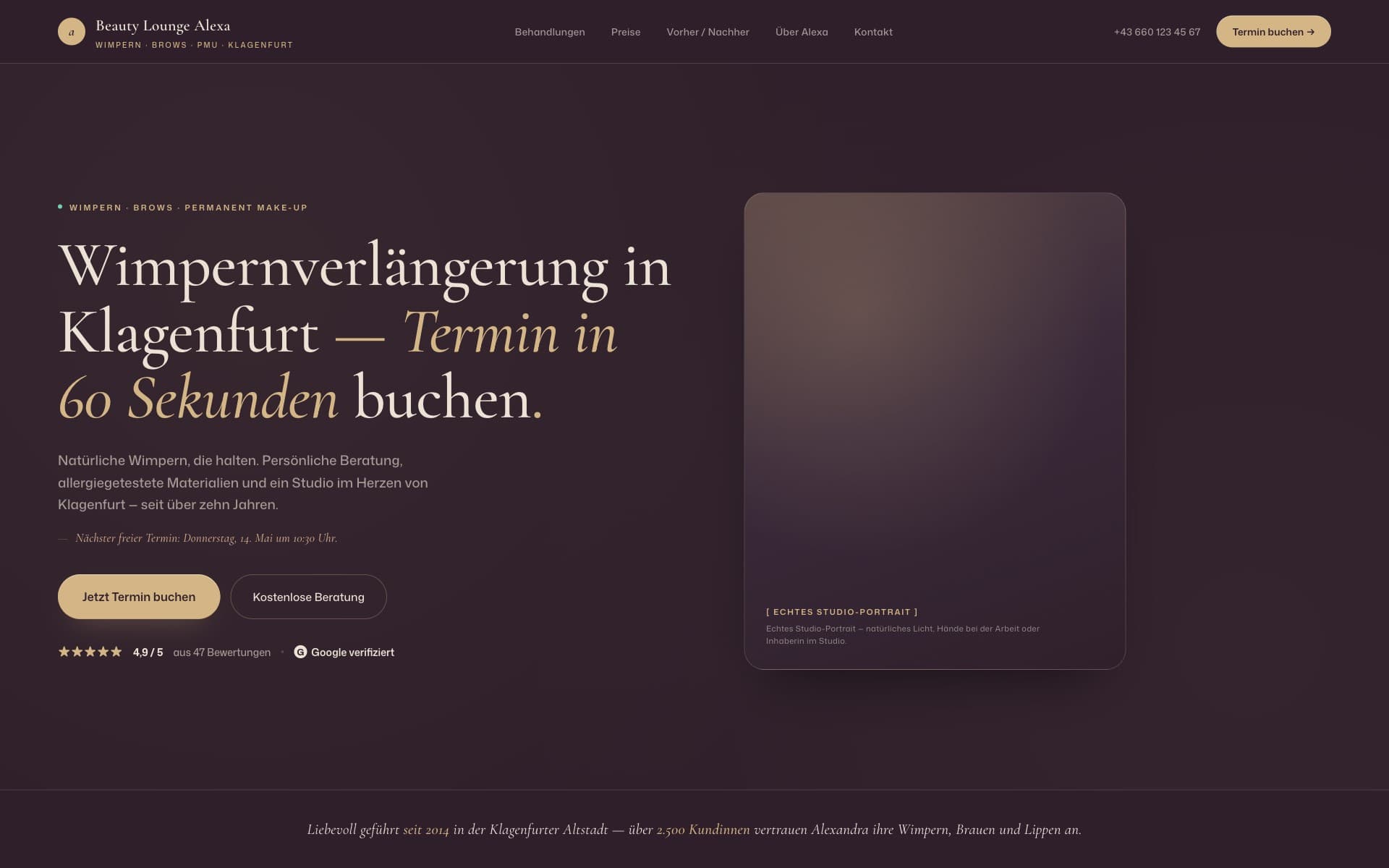 Redesign-Vorschlag der Beauty Lounge Website